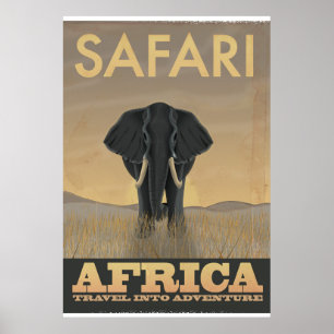 Afrique Safari Elephant affiche de voyage