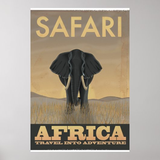 Afrique Safari Elephant affiche de voyage (Devant)