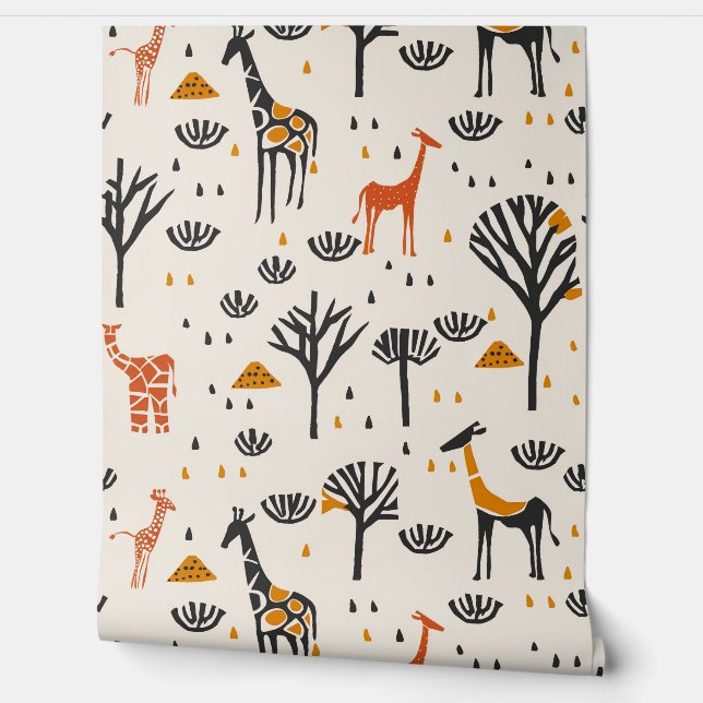 Afro-Afrikaanse Giraffes Behang (Afrollen)