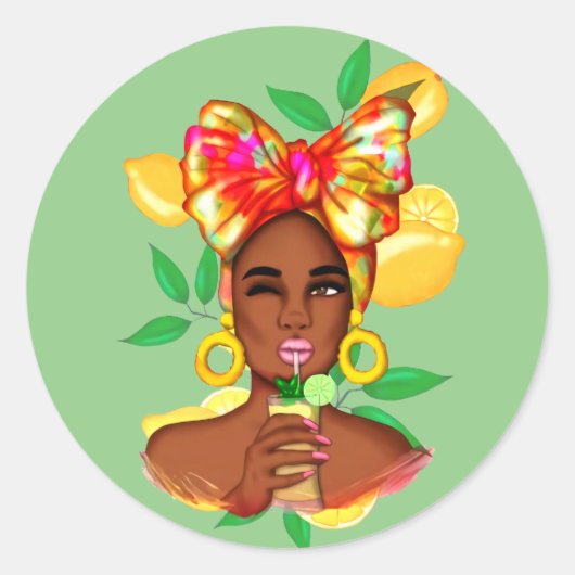 Afro Afrikaanse vrouwen Ronde Sticker (Voorkant)