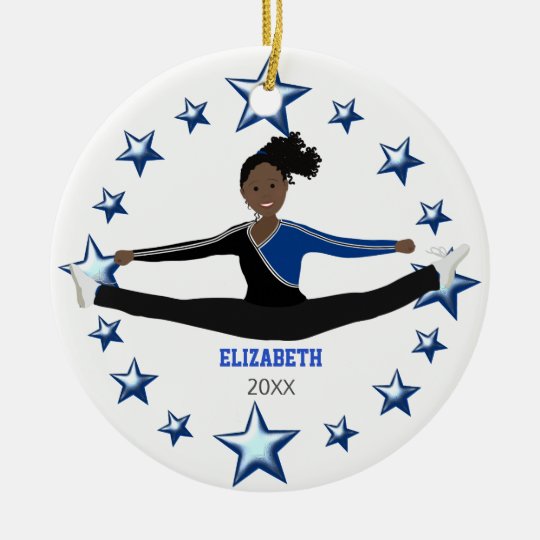 Afro-américain d'acclamation de danse bleu et noir ornement rond en céramique