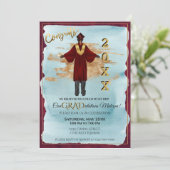 Afro-Américain Male Grad Invitation (Peau Noire) (Debout devant)