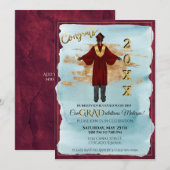 Afro-Américain Male Grad Invitation (Peau Noire) (Devant / Derrière)