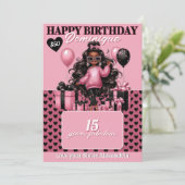 Afro-Américain Possédant une carte cadeau d'annive (Debout devant)