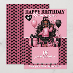 Afro-Américain Possédant une carte cadeau d'annive