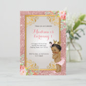 Afro-Américain rose 1er anniversaire invitations (Debout devant)