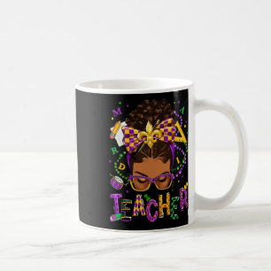 Afro-Amerikaan Messy Bun Mardi Gras New Orleans Koffiemok