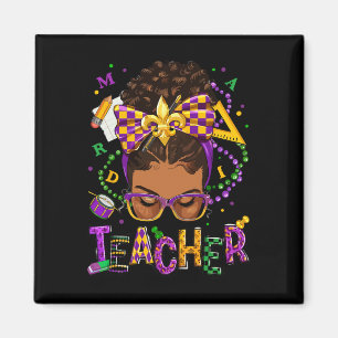 Afro-Amerikaan Messy Bun Mardi Gras New Orleans Magneet