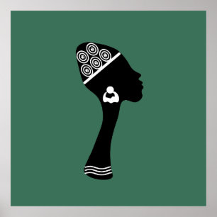 Afro-Amerikaans abstract vrouwenportret Poster