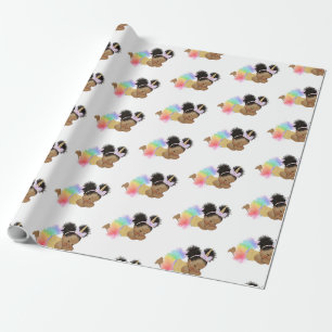 Afro-Amerikaans Baby Unicorn Wrapping Paper Cadeaupapier