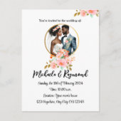 Afro-Amerikaans bruidspaar trouwdag Aankondigingskaart (Voorkant)