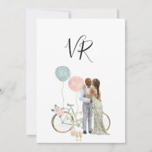 Afro-Amerikaans geïllustreerd paar Save The Date