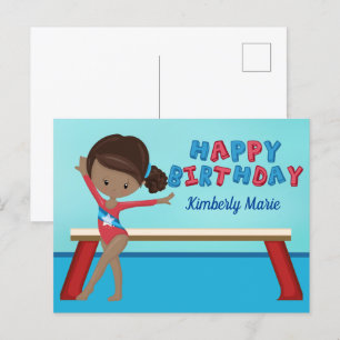 Afro-Amerikaans Gymnastiek Meisje Gymnastiek Verja Briefkaart