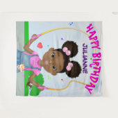 Afro-Amerikaans meisje dat touwtje springt Gelukki Wandkleed (Voorkant (horizontaal))