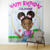 Afro-Amerikaans meisje dat touwtje springt Gelukki Wandkleed (In situ)