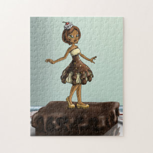 Afro-Amerikaans meisje en chocolade sundae Legpuzzel