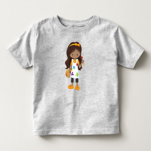 Afro-Amerikaans meisje, schilder, schilderij, kwas Kinder Shirts (Voorkant)