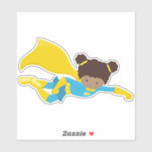 Afro-Amerikaans meisje, Superheldin, Gele cape Sticker (Vel)