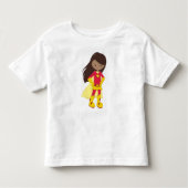 Afro-Amerikaans meisje, superheldin, rode kostuum Kinder Shirts (Voorkant)