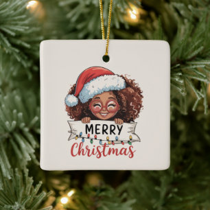 Afro-Amerikaans Prettig Kerstfeest Afrika zwart Keramisch Ornament