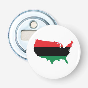 Afro-Amerikaans - Rood, Zwart & Groen Kleuren Button Flesopener