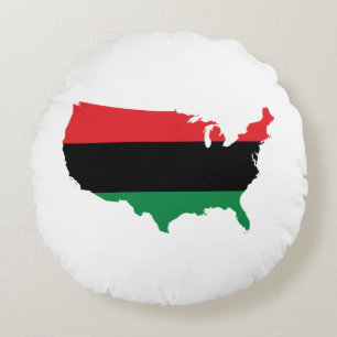 Afro-Amerikaans - Rood, Zwart & Groen Kleuren Rond Kussen