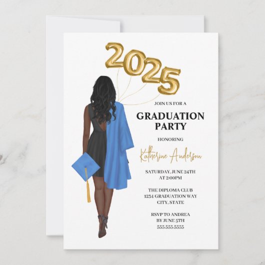 Afro-Amerikaans Vrouw 2025 Afstuderen Kaart (Voorkant)