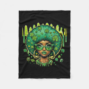 Afro-Amerikaans Vrouw Leprechaun Black St Patric Fleece Deken