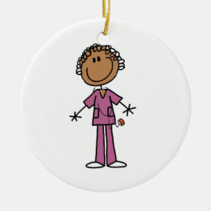 Afro-Amerikaans Vrouw Stick Figuur Nurse Keramisch Ornament