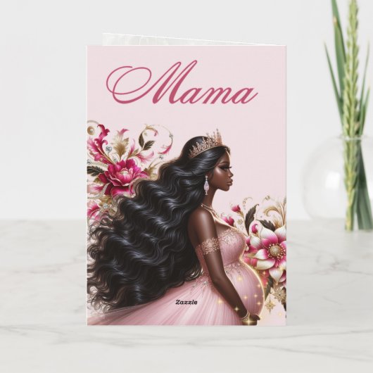 Afro-Amerikaanse aanstaande moeder Roze & Goud Kaart (Achterkant)