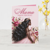 Afro-Amerikaanse aanstaande moeder Roze & Goud Kaart (Gele Bloem)