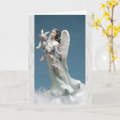 Afro-Amerikaanse Angel en Peace Dove Kerstmis Kaart (Gele Bloem)