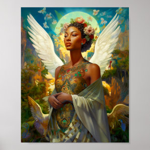 Afro-Amerikaanse Angel Goddess Fantasy Art Poster