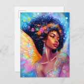 Afro-Amerikaanse Angel Lady Fantasy Kunst Briefkaart (Voorkant / Achterkant)