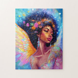 Afro-Amerikaanse Angel Lady Fantasy Kunst Legpuzzel