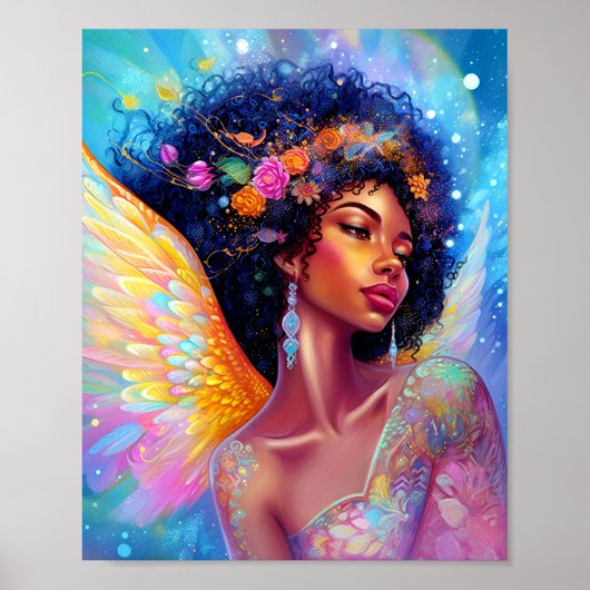 Afro-Amerikaanse Angel Lady Fantasy Kunst Poster (Voorkant)