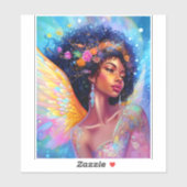 Afro-Amerikaanse Angel Lady Fantasy Kunst Sticker (Vel)
