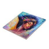 Afro-Amerikaanse Angel Lady Fantasy Kunst Tegeltje (Zijkant)