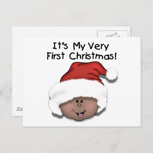Afro-Amerikaanse Baby 1e kerstdag Feestdagenkaart (Voorkant / Achterkant)