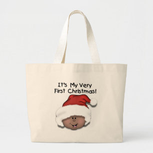 Afro-Amerikaanse Baby 1e kerstdag Grote Tote Bag