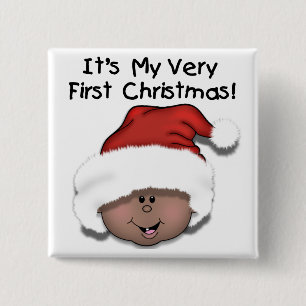 Afro-Amerikaanse Baby 1e kerstdag Vierkante Button 5,1 Cm