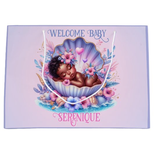 Afro-Amerikaanse Baby Girl in Seashell Pastel Groot Cadeauzakje (Voorkant)