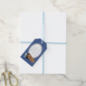 Afro-Amerikaanse Baby Jongen Denim & Diamanten Kro Cadeaulabel (Met Touw)