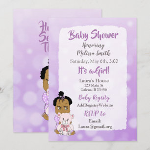Afro-Amerikaanse Baby Meisje Baby Shower Kaart