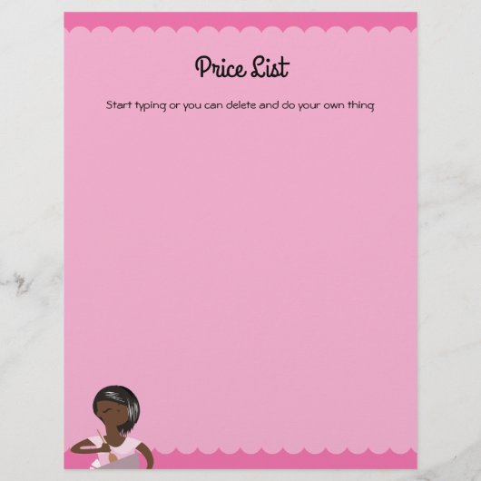 Afro-Amerikaanse bakkerijprijslijst Flyer (Achterkant)