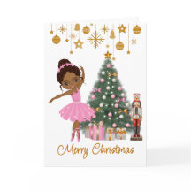 Afro-Amerikaanse ballerina kerst Wenskaart