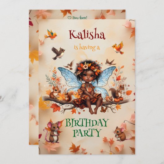 Afro-Amerikaanse betoverde fee verjaardagsfeest Kaart (Voorkant / Achterkant)