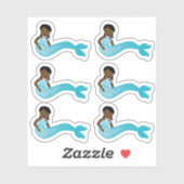 Afro-Amerikaanse Blauwe Zeemeermin Sticker (Vel)