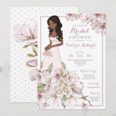 Afro-Amerikaanse bruid Floral Vrijgezellenfeest Kaart (Voorkant / Achterkant)