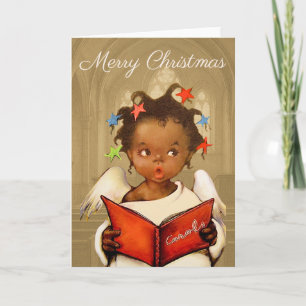Afro-Amerikaanse cherub kerst wenskaart Kaart